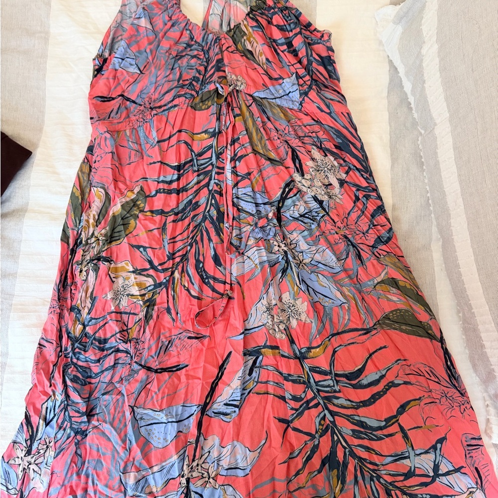 Tropical Print Sleeveless Dress